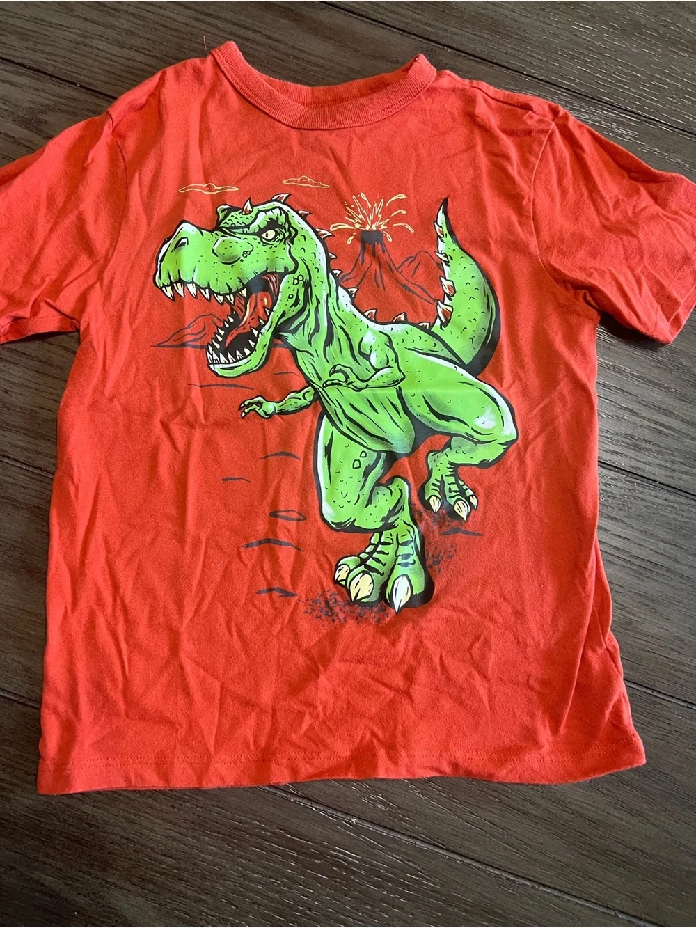 The Children's Place Bright Orange Tee with Green Dinosaur Graphic
